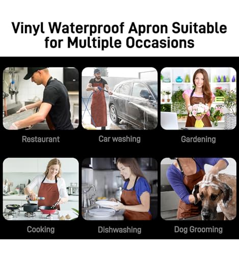Waterproof Apron with Comfortable Adjustable Bib (Brown)