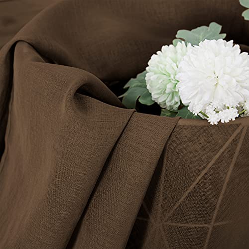 Sheer Curtains Bedroom Linen Textured Curtain Sheers Light Filtering Voile Rod Pocket Curtains for Living Room (38"W x 84"L (Pack of 2) / Brown)