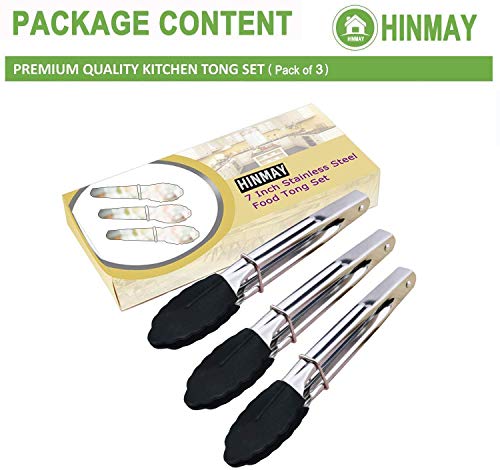 Mini Tongs with Silicone Tips 7 (7-inch / Black)