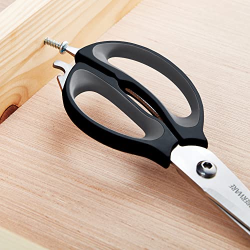 4-in-1 Kitchen Shears with Sheath, Grey and Black (Black and Gray)