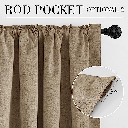 Burlap 100% Blackout Short Curtains 45 Inch Long for Small Window (Burlap / 52"W x 45"L (Pack of 2))