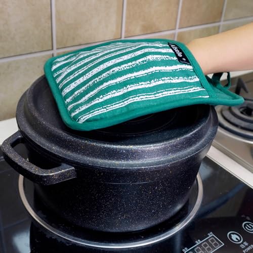 Silicone Pot Holders Set of 3 Heat Resistant & Non Slip Potholders (Emerald Green)