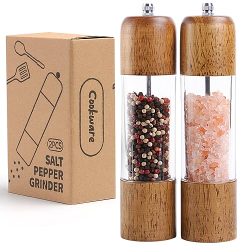 Wooden Salt and Pepper Grinder Set (8 Inches-2 Packs)