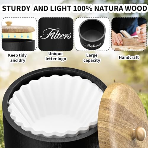 Wood Coffee Filter Holder with Lid (Black Wooden)