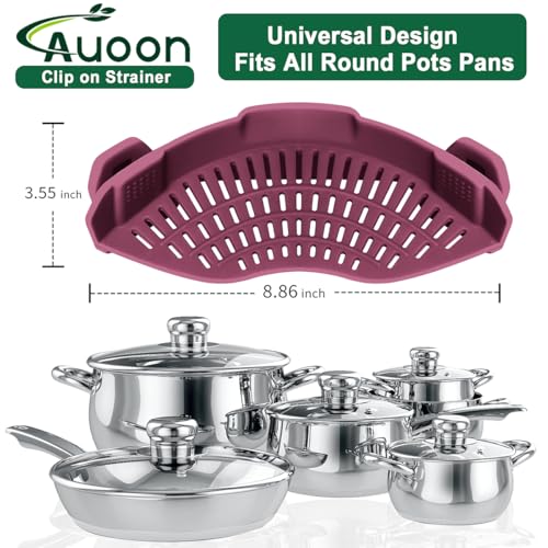 Clip On Strainer Silicone for Pots (Cherry / Standard 8.86 x 3.55 in)