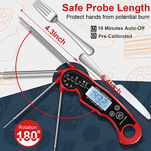 Meat Thermometer Digital for Grilling and Cooking (Red/Black)