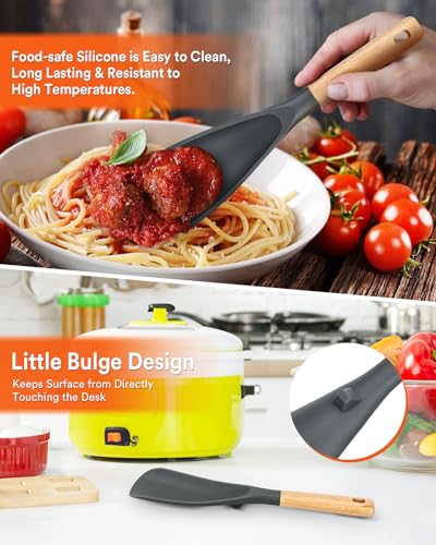 Cooking Spoon and Rice Scooper for Nonstick Cookware (Gray)