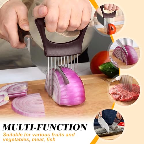 Stainless Steel Onion Holder for Slicing (Wine Red)