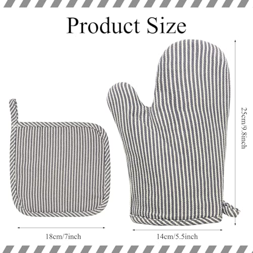 4 Pcs Oven Mitts and Pot Holders Heat Resistant Oven Mitts Sets Non Slip Oven Mitt and Pot Holders for Baking Cooking