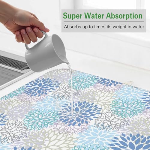 Dish Drying Mat Drainer Pads (Blue / 18"x24")