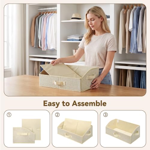 Trapezoid Closet Storage Bins (Honey Beige / 19¾"L x 11"W x 7¾"H)