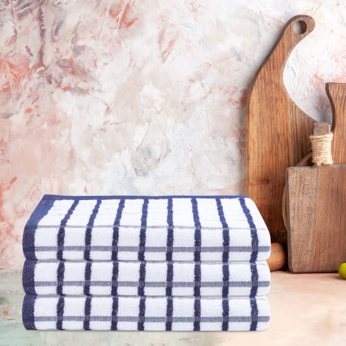 Kitchen Towels Cotton Dish Towels 20”x30” (20" x 30" (Set of 3) / 049 Black/White Terry)