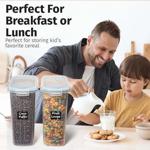 2 Pack (6.3L / 213OZ) EXTRA Large Airtight Food Storage Cereal Containers for Bulk Food Storage BPA-Free Plastic Container, Pantry Organization and Canister for Rice, Pasta, Sugar & Flour (Blue)