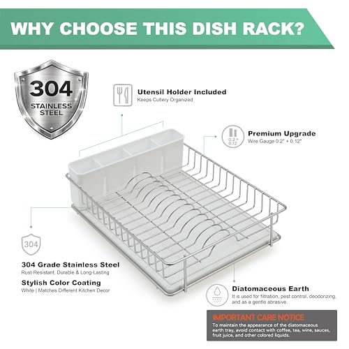 304 Stainless Steel Compact Dish Drying Rack (Silvery-grey)