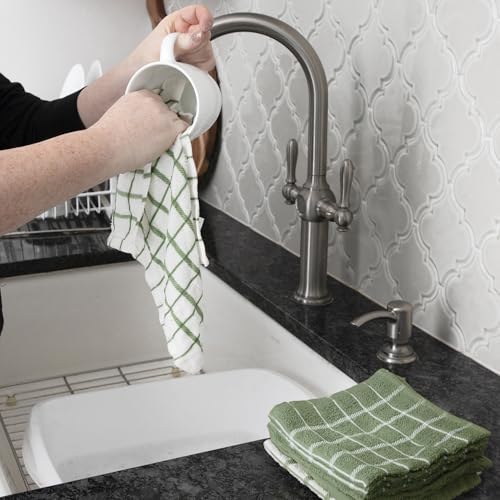 Premium Terry Check Kitchen Dish Cloths (Juniper / 6-Pack - Dish Cloths)