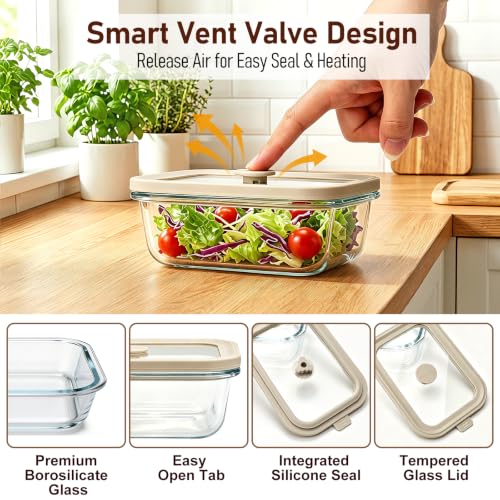 12 oz Small Glass Food Storage Containers with Glass Lids (12oz)
