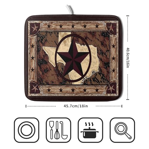 Western Texas Star Dish Drying Mat 16"x18" (18" x 16")