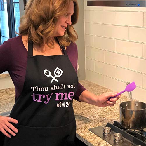 Cooking Apron for Mom with Spatula and Gift Box (Thou Shalt Not Try Me)