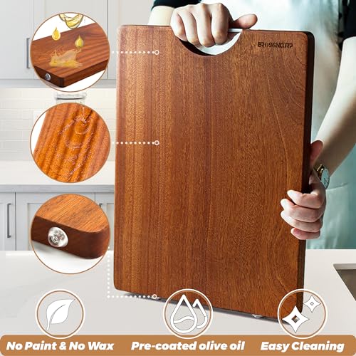 Sapele Wood Cutting Board One Piece No Glue 15.74"L*11.81"W (15.7"L x 11.8"W)