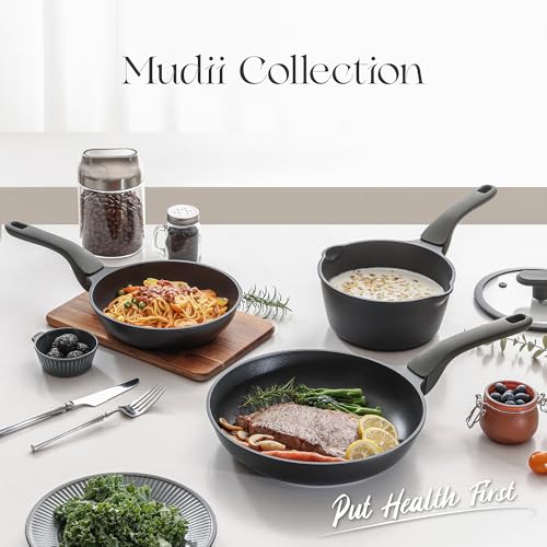 Ceramic Nonstick Saucepan with Lid (1.3 Quarts / Black Sesame)