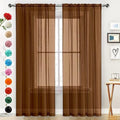 Sheer Voile Window Treatment Rod Pocket Curtain Panels for Kitchen Bedroom Living Room Drapes Sunlight Filtering Privacy Semi Home Decor Assorted (Brown / 52"W x 108"L (Pack of 2))