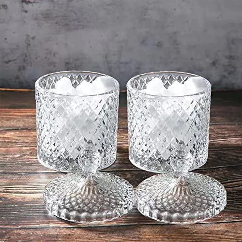 Qtip Holder Glass Apothecary Jars with Lid Bathroom Accessories Vanity Organizers and Makeup Storage for Cotton Swabs (23 oz (2 pack) / Clear)