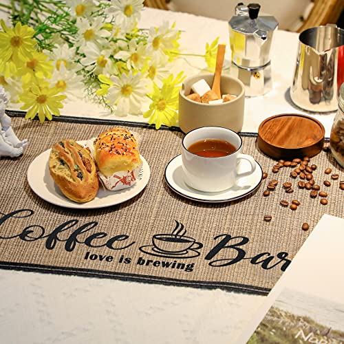 2 Pcs 20 x 14 Inch Coffee Placemats for Countertop (First Coffee)