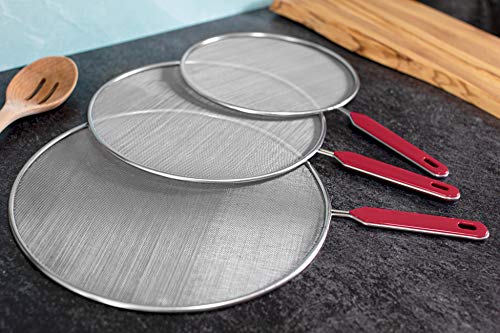 Grease Splatter Screen For Frying Pan Cooking Set of 3 (Red)
