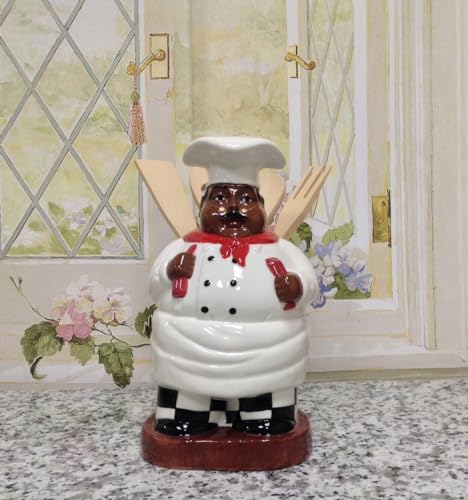 Happy Bistro Chef Hand Painted Ceramic Utensil Jar (Happy Chef)