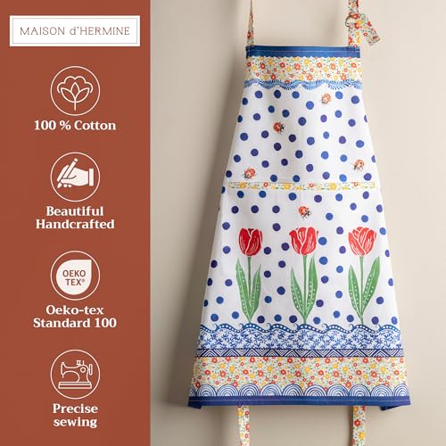 Aprons for women with Pocket 100% Cotton Pack of 1 (127 - Folky Floral)