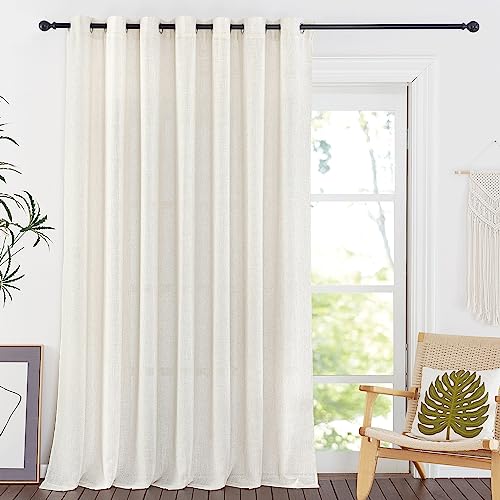Flax Linen Curtains for Sliding Glass Door (100"W x 96"L (Pack of 1) / Linen Flax Sheer)