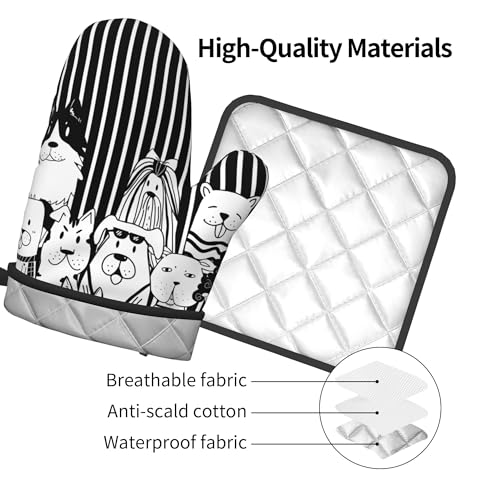 Dog Pot Holders and Oven Mitts (Dogs With Black Striped)