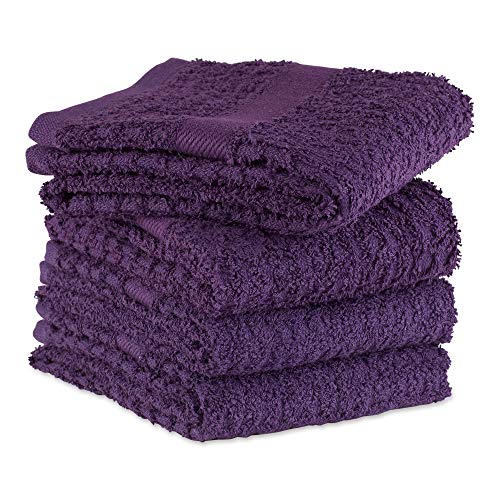 Basic Terry Collection Waffle Dishtowel Set (Solid Eggplant / 15x26")