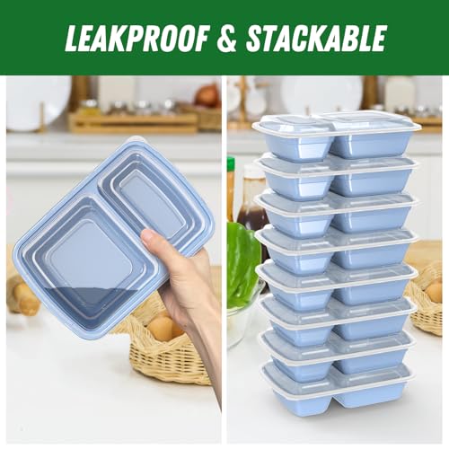 50 Pack 28 oz Meal Prep Containers with Lids 2 (Blue)