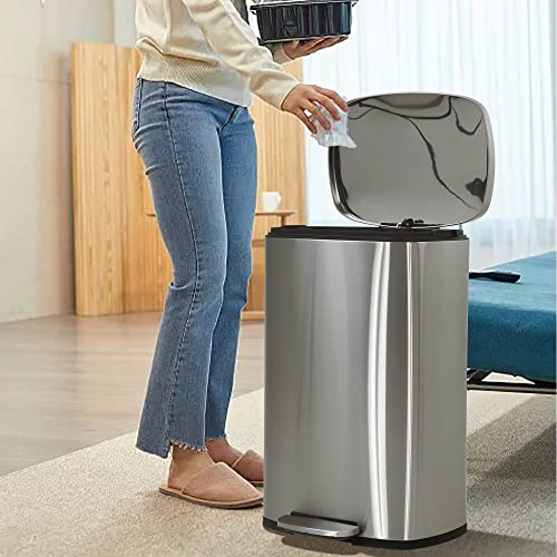 50 Liter 13 Gallon Kitchen Trash Can (Stainless Steel)