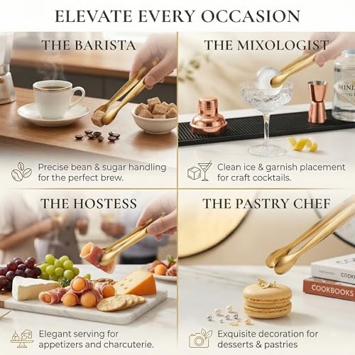 6 Piece Gold Mini Serving Tongs