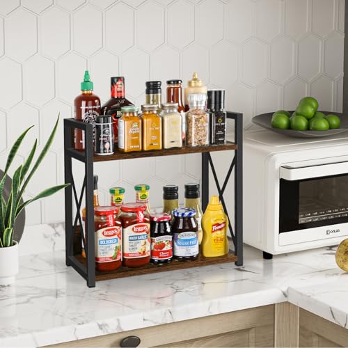 Countertop Shelf Organizer (Rustic Brown Large)