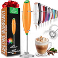 Zulay Powerful Milk Frother for Coffee with Upgraded Titanium Motor (Jet Orange / OG Frother)
