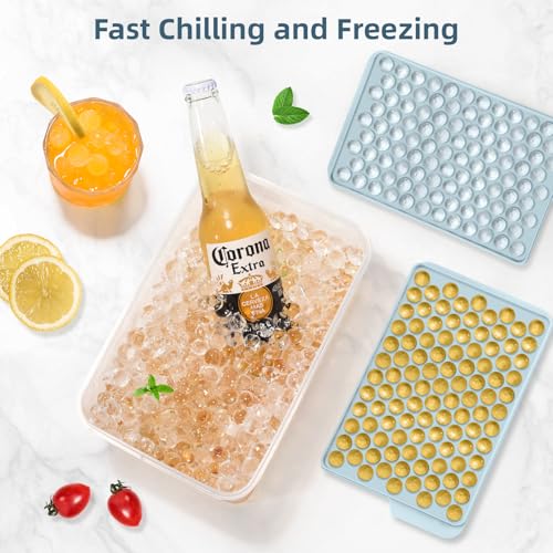 Mini Ice Cube Trays for Freezer with Lid (Blue / 4 PACK)
