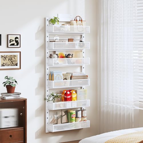 Pantry Door Organizers and Storage (White / 17.2"W-6 tier)