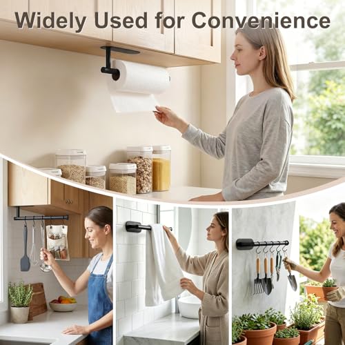 2‑Pack Paper Towel Holder Under Cabinet (Black 2pc)