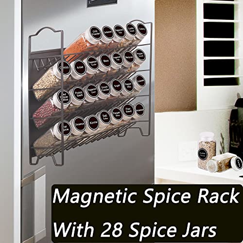 4 Tier Magnetic Spice Rack Organizer with 28 Spice Jars (4 Tier)
