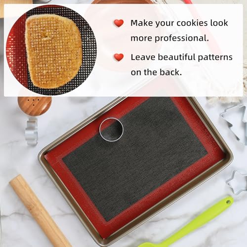 Perforated Silicone Baking Mats for Quarter Sheet (Black Background with Red Trim / (8.25'' x 11.75'') Quarter Sheet)