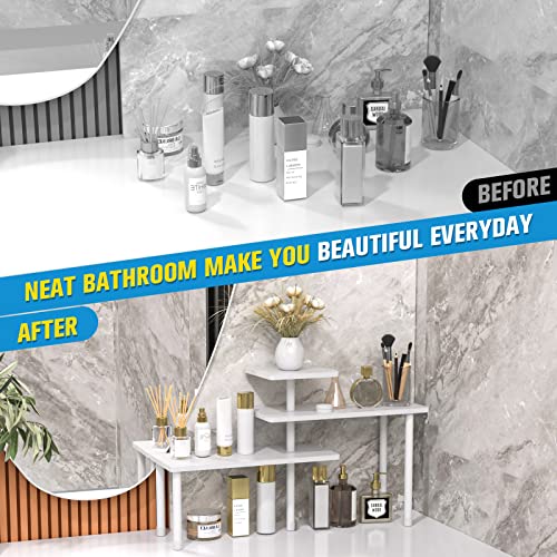 3 Tier Bathroom Countertop Corner Shelf Organizer (White)