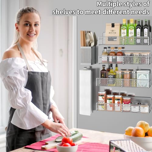 Magnetic Spice Rack for Refrigerator (Grey / 6 Pack)