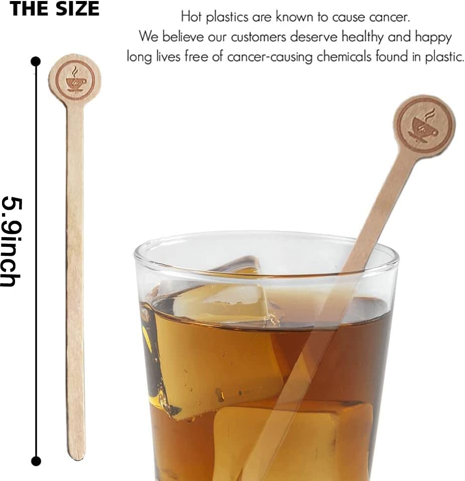 Coffee Stirrers Stir Sticks Wooden Beverage Mixer with Round Ends