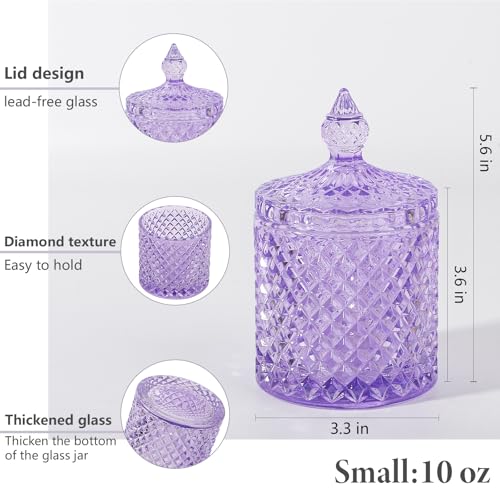 2 Pack Qtip Holder Apothecary Jars with Lid (10 oz (2 pack) / Purple)