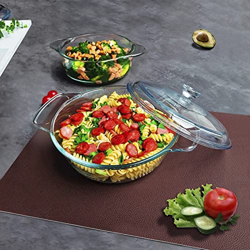Clear Round Glass Casserole with Lid (1.7-Quart Round)