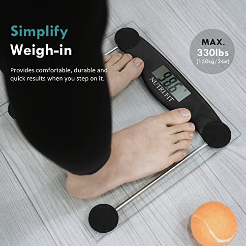 Digital Bathroom Scale for Body Weight Smart Bath Weighing Scales (Carbon Black)