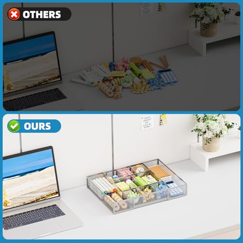 Expandable Desk Drawer Organizer (Expandable-Silver)